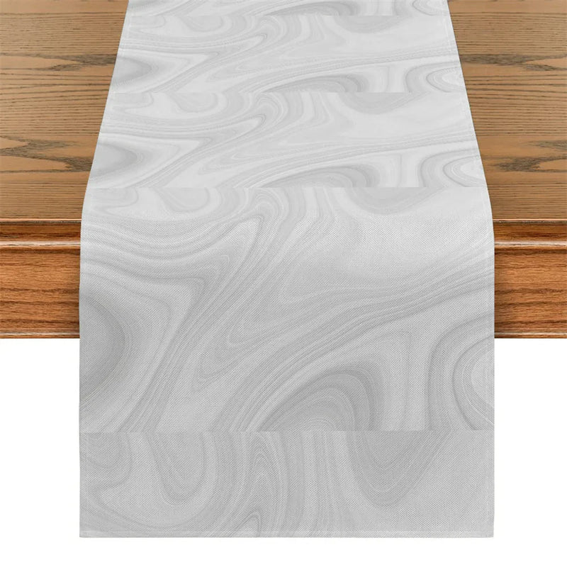 Pink Champagne Gold Textured Table Runner by Axyaa: Elegant Grey Marble Design for Stylish Tables