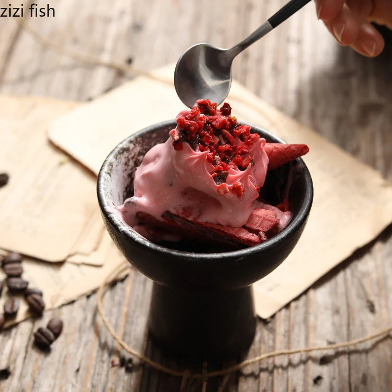 Axya High Feet Ceramic Dessert Bowl Set