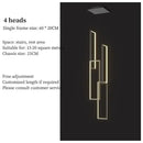 Axyaa Geometric LED Chandelier Black Gold Staircase Lighting for Luxury Living Spaces