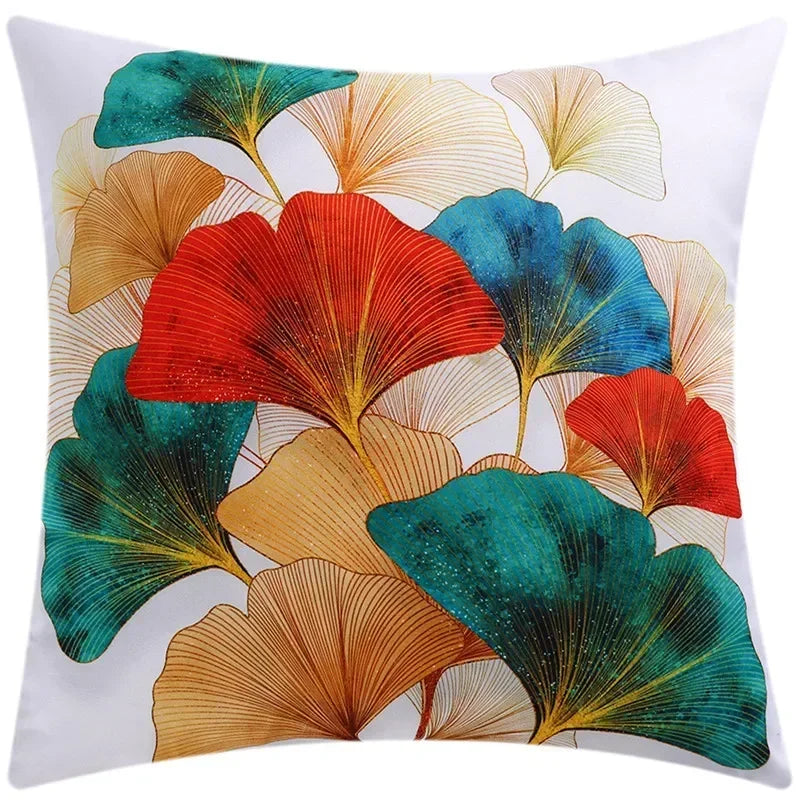 Axyaa Blue Floral Print Cushion Cover 45x45cm - Modern Sofa Car Decorative Pillow Cover