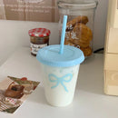 Axyaa Bowknot Tumbler: Cute Straw Cup for Ice Coffee, Tea, Juice - Portable & Kawaii