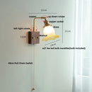 Axyaa Brass Walnut Wood Glass Wall Sconce LED Lamp Rotation Stair Light