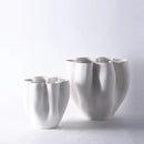Axyaa Open Fold Edge Ceramic Vase, Abstract Porcelain Flower Pot, Home Decor Crafting