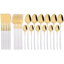 Gold Stainless Steel Cutlery Set by Axyaa - 24Pcs Western Tableware Flatware