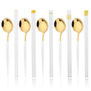 Axyaa Black Gold Stainless Steel Chopsticks Spoon Set