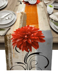 Axyaa Blue Dahlia Oil Painting Table Runner - Home Dinner Table Decor
