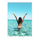 Axyaa Seaside Coconut Tree Canvas Painting: Nordic Beach Wall Art Print