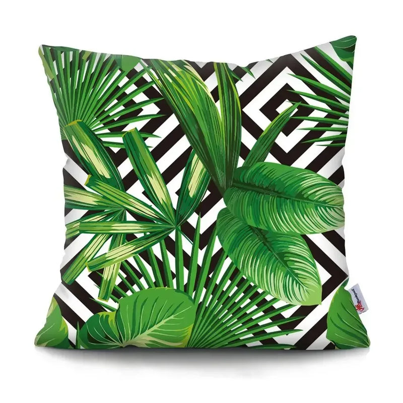 Axyaa Tropical Plant Parrot Decorative Pillow Cover - Flowers Sofa Cushion Case