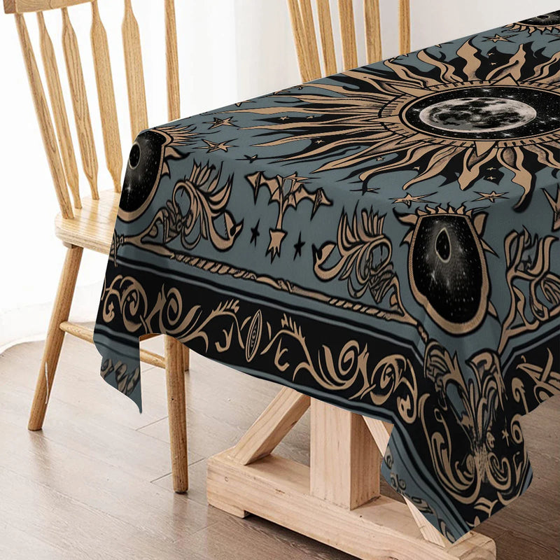 Axyaa Sun Moon Blues Table Runner for Home Kitchen Decor.