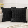 Axyaa Tripe Stripe Corduroy Cushion Cover 18x18 Inch - Boho Chic Home Decor for Living Room