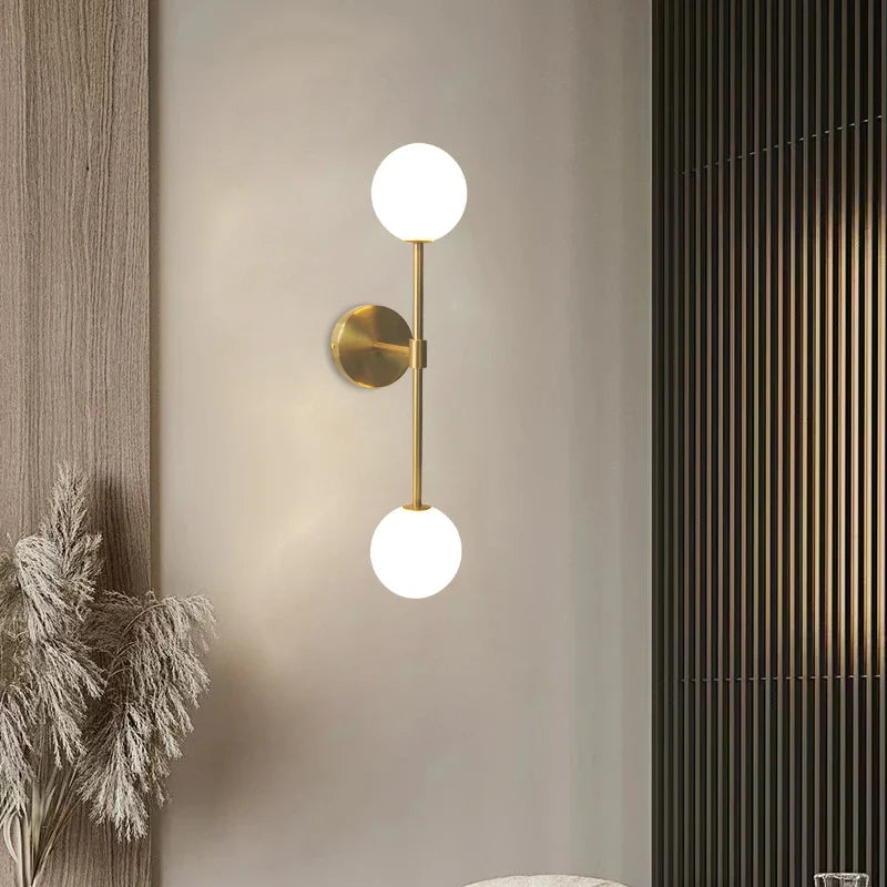 Axya Golden Round Ball Wall Sconce with Double G4 Bulbs