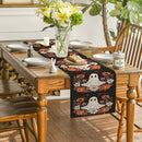 Axyaa Cute Ghost Chrysanthemum Table Runner - Halloween Party Decor and Dresser Table Accent