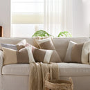Cream Tan Two Tone Striped Pillow Cover for Home Sofa Couch Living Room by Axyaa