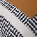 Axyaa Houndstooth Orange-Gray Leather Stitching Pillow for Home and Hospitality