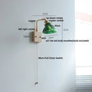 Axyaa Nordic Rotatable Wood LED Wall Sconce with Glass Shade & Pull Chain Switch