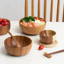 Axyaa Japanese Acacia Wooden Salad Bowl - Large Wooden Tableware