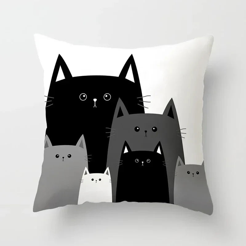 Axyaa Cat Sofa Pillow Cover - Cartoon Style Home Decor Pillowcase