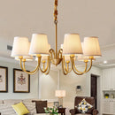 Axyaa American Copper Chandelier with White Fabric Shades for Home Decor