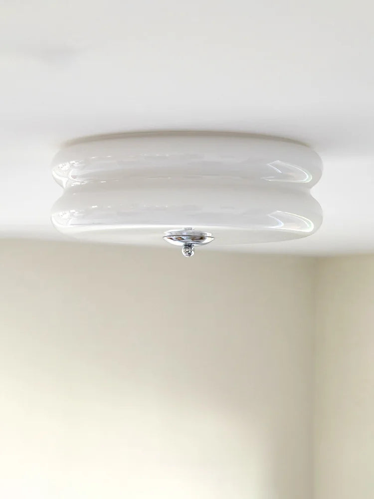 Axyaa White Yellow Glass LED Ceiling Chandelier Modern Vintage Retro Pendant Lights