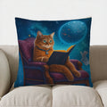 Axyaa Space Cat Reading Book Pillow Cover for Sofa, Bedroom, Car