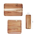 Axyaa Acacia Wood Rectangular Coffee Tray for Snacks, Desserts, and Gongfu Tea.