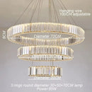 Axyaa Golden Chrome LED Crystal Round Ring Chandelier - Modern Ceiling Lamp for Home Decor