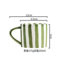 Axyaa Minimalist Stripe Ceramic Coffee Mug with Large Handle, Breakfast Milk Cup