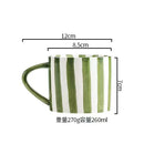 Axyaa Minimalist Stripe Ceramic Coffee Mug with Large Handle, Breakfast Milk Cup