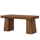 Axyaa 55" Executive Desk, Mid-Century Modern Wood Computer Desk with Double Trapezoid Base