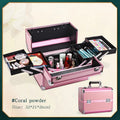 Axyaa Large Makeup Train Case with Lock, 4 Trays Cosmetic Storage Organizer