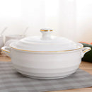 Axya Phnom Penh White Ceramic Soup Pot with Lid 1.4L - Kitchen Tableware Utensils