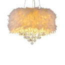Axyaa Crystal Feather Ceiling Chandelier: Romantic Wedding Bedroom Lighting