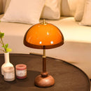Axyaa Retro Walnut LED Table Lamps with Acrylic Lampshade for Home and Office Decor