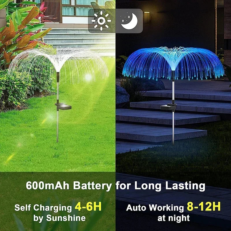 Axyaa Solar Jellyfish Lawn Lights Outdoor Waterproof Fiber Optic Garden Decor