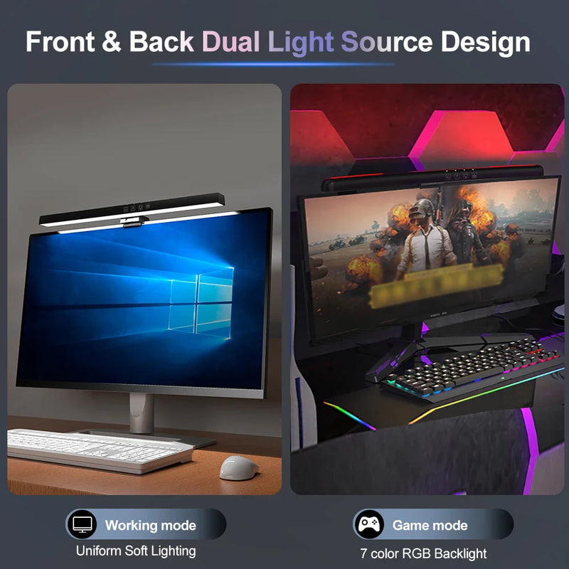 Axyaa RGB Monitor Light Bar for Gaming and Reading, Curved Screen, Stepless Dimming