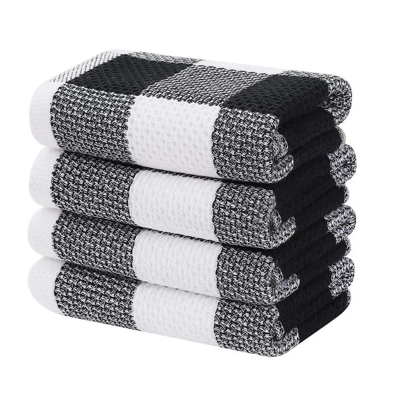 Axyaa Waffle Weave Kitchen Towel Set Absorbent Cleaning Cloth Cotton Dishcloth