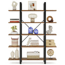 Axyaa 5-Tier Vintage Industrial Bookshelf, 72"H x 47"L, Retro Brown