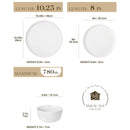 Axyaa LEXI Ceramic Plate Set - White Black Rim Dinnerware, 4/6 PCS Variants