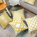Axyaa Yellow Geometric Floral Embroidered Cushion Cover - 45x45cm