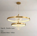 Axyaa Crystal Trumpet Flower Chandelier - Modern Minimalist Living Room Lighting