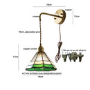 Axyaa Tiffany Glass LED Wall Sconce with Adjustable Wire, Pull Chain Switch - Modern Nordic Style