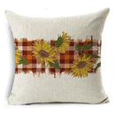 Axyaa Thanksgiving Pumpkin Maple Leaves Linen Cushion Cover for Home Decor