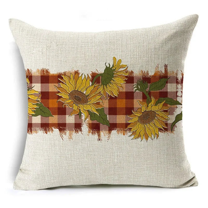 Axyaa Autumn Pumpkin Cushion Cover 18x18 Inches - Modern Thanksgiving Decor Pillowcase