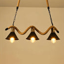 Axyaa Industrial Hemp Rope Chandelier for Restaurant, Clothing Store, Barber Shop, cafe
