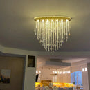 Axyaa Oval LED Crystal Chandelier: Modern Luxury Lighting for Home, Restaurant, and Shop
