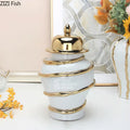 Axyaa Golden Electric Ceramic Vase Decorative Flower Arrangement Ornament