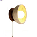 Axyaa LED Wall Light with Wood Base, Natural Yellow Travertine, Modern Nordic Design