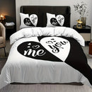 Axyaa Black & Red Heart Pattern Duvet Cover Set with Two Pillowcases