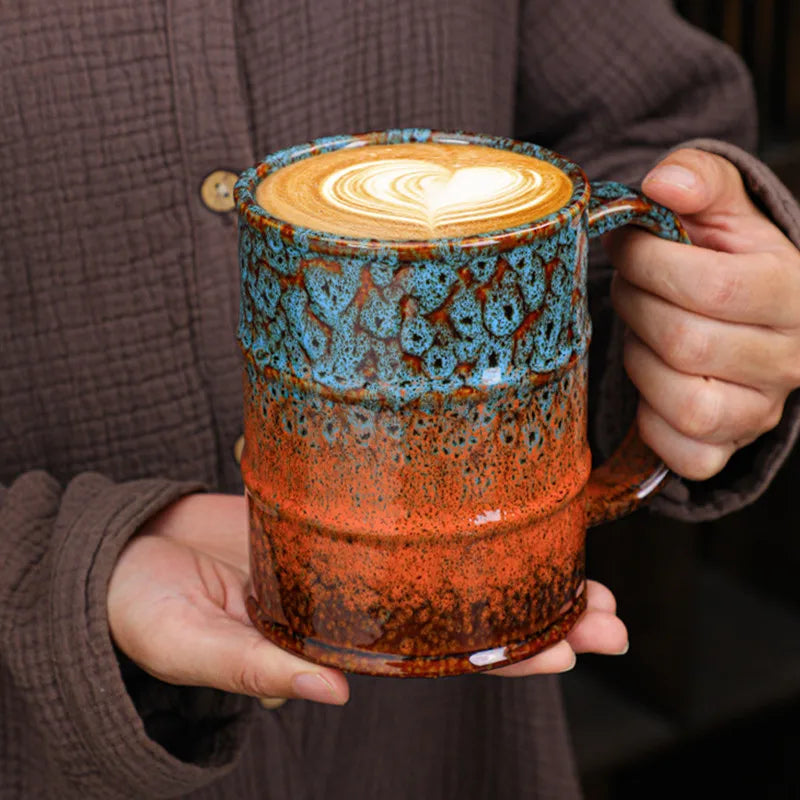 Axyaa Ceramic Oil Drum Coffee Mug - Large Capacity, Durable Drinkware for Home & Office