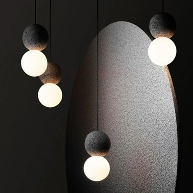 Axya Nordic Cement Chandelier Wall Lamp Set - Single Head Pendant Lighting for Bedroom